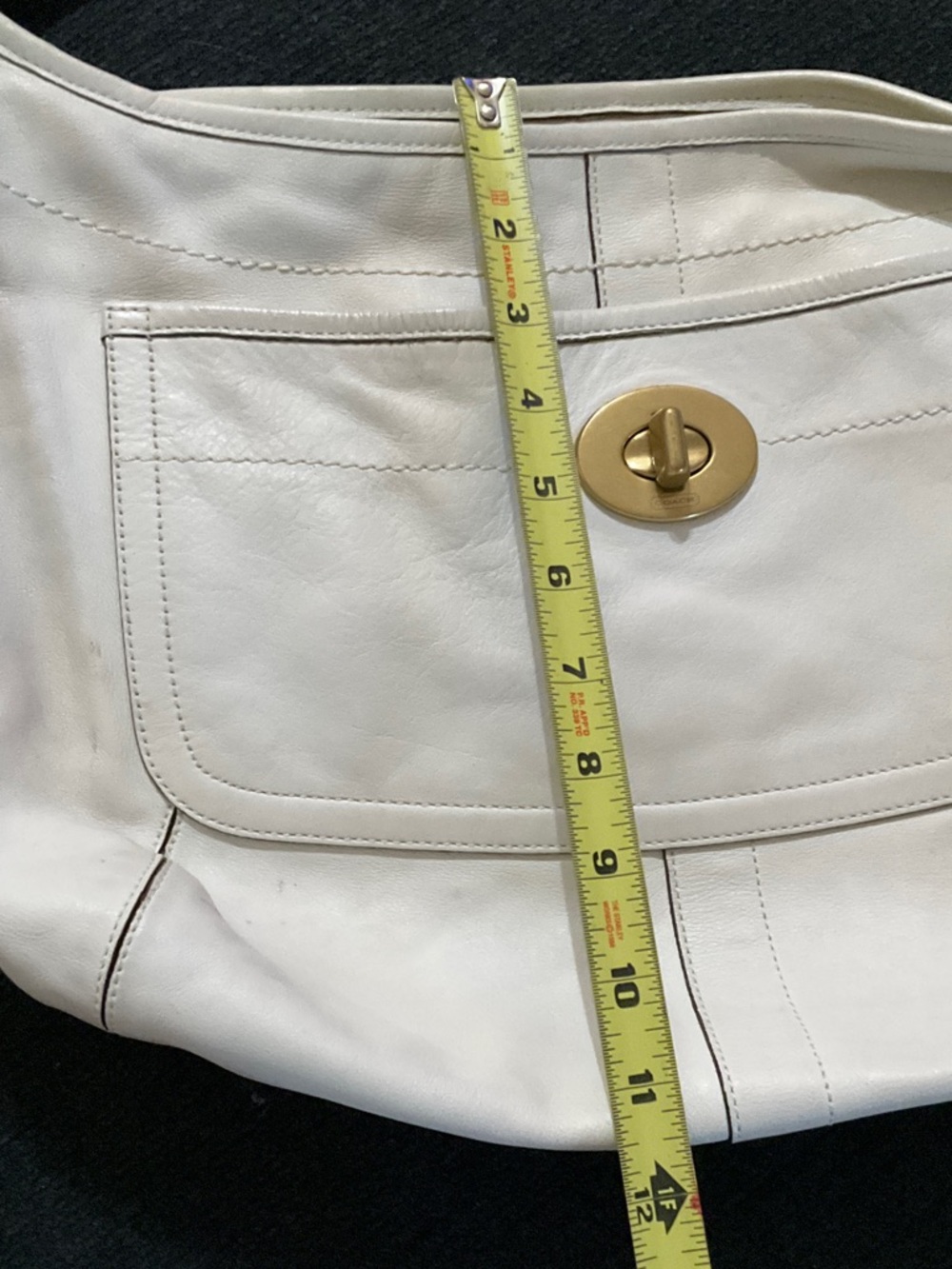 Coach Cream Leather Hobo with Gold Turn-Lock - Picture 13 of 16